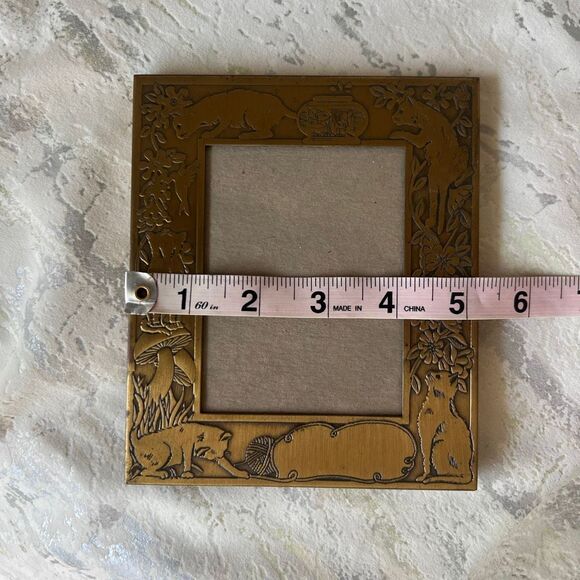 M W CARR and CO art nouveau vintage cat mushroom brass photo frame - Picture 6 of 14